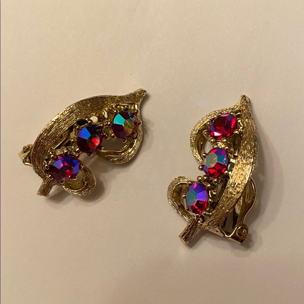 Aurora Borealis Jewelry Set - Brooch and Earring Set Vintage - Picture 4 of 7